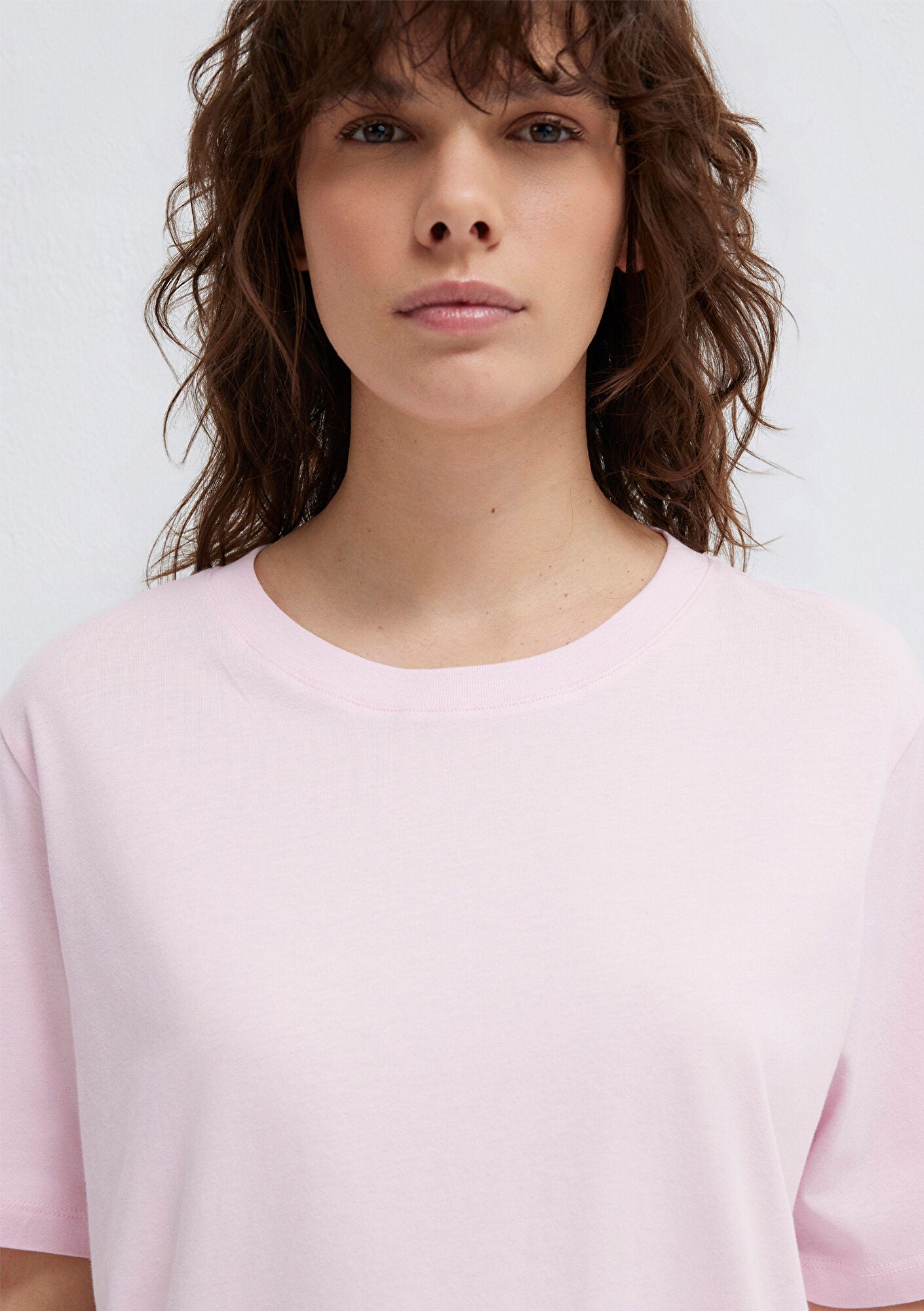 Crew Neck Pink Basic T-Shirt