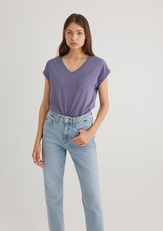 V Neck Purple T-Shirt