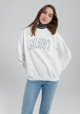 Mavi Logo Printed White Sweatshirt