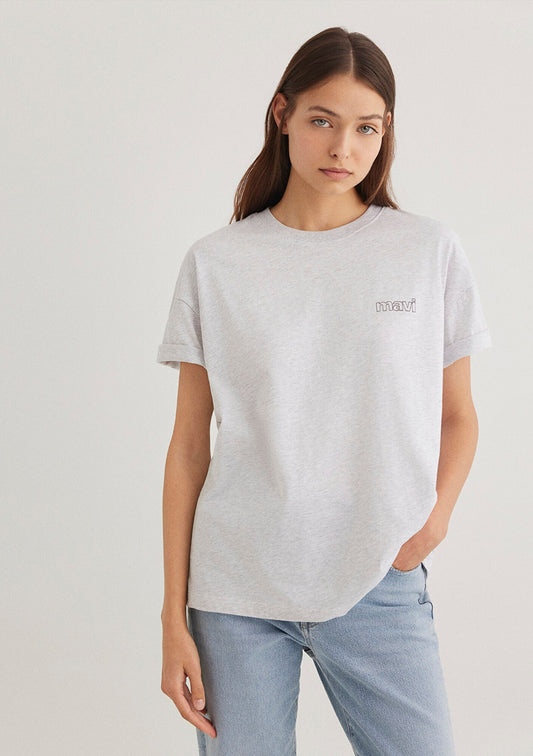 Mavi Logo Printed Grey T-Shirt