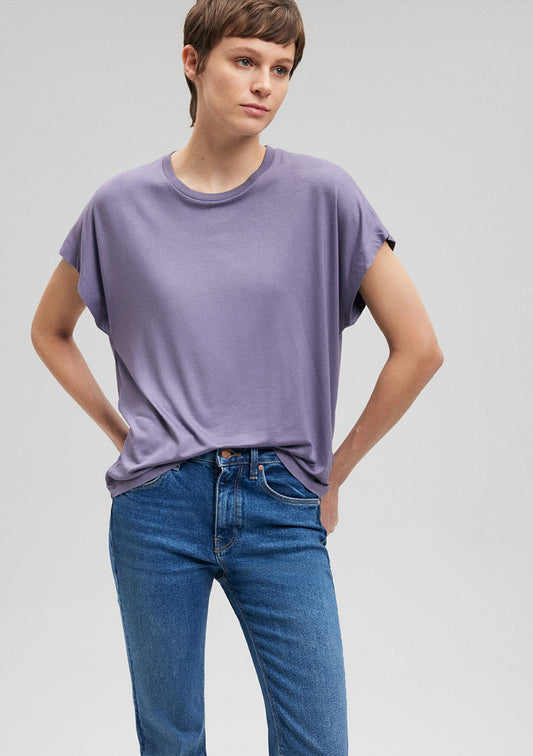 Crew Neck Purple Basic T-Shirt