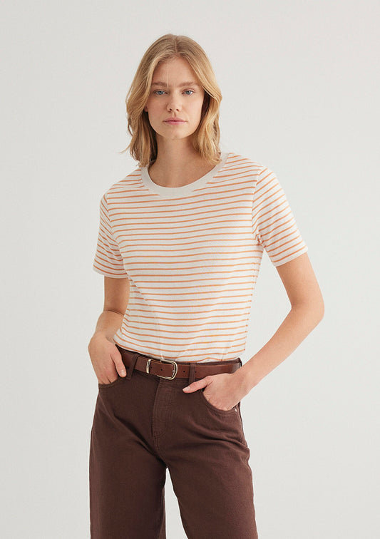 Crew Neck Orange Basic T-Shirt