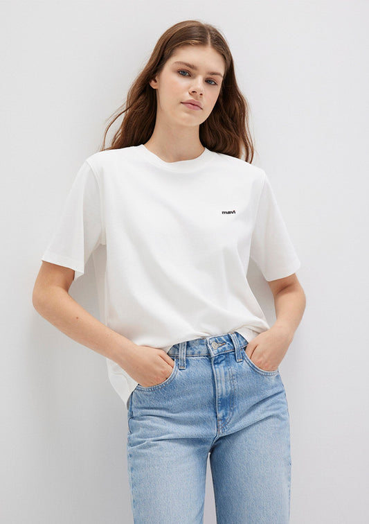 Mavi Logo Printed Ecru T-Shirt