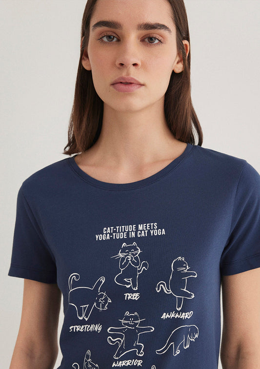 Printed Indigo T-Shirt