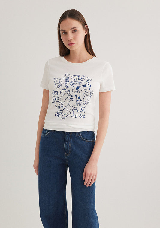 Printed White T-Shirt