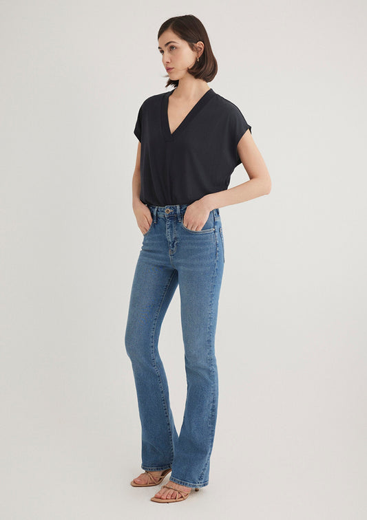 Lux Touch V Neck Black T-Shirt