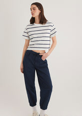 Navy Striped Crop T-Shirt