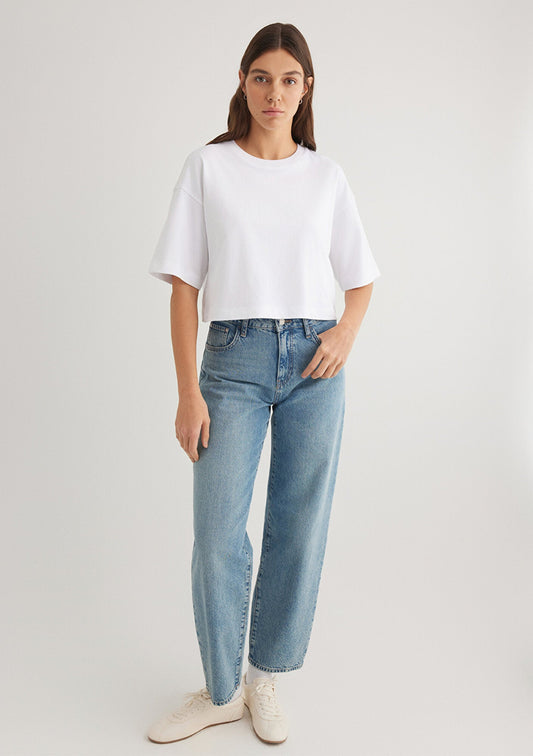 White Basic Crop T-Shirt