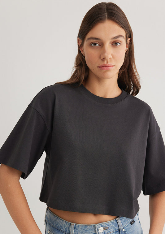 Anthracite Basic Crop T-Shirt