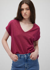 V Neck Pink Basic T-Shirt