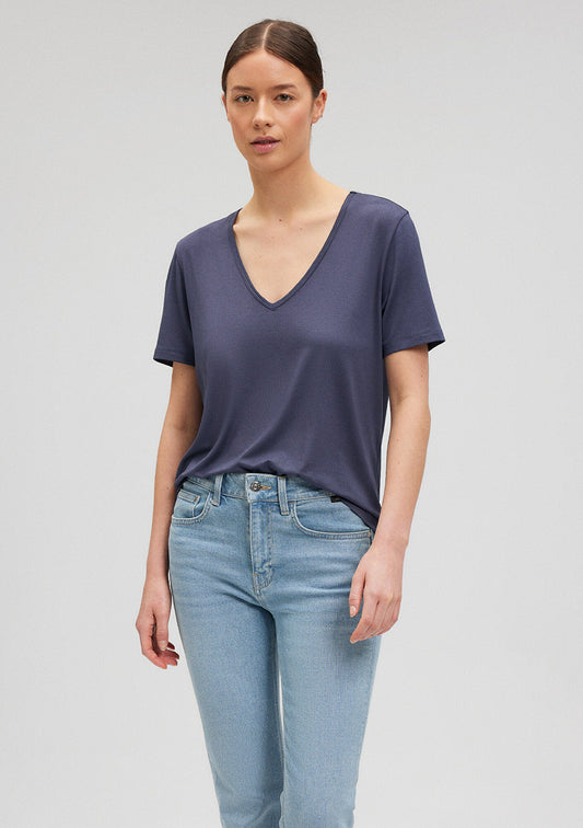 V Neck Grey Basic T-Shirt