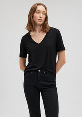 V Neck Black Basic T-Shirt