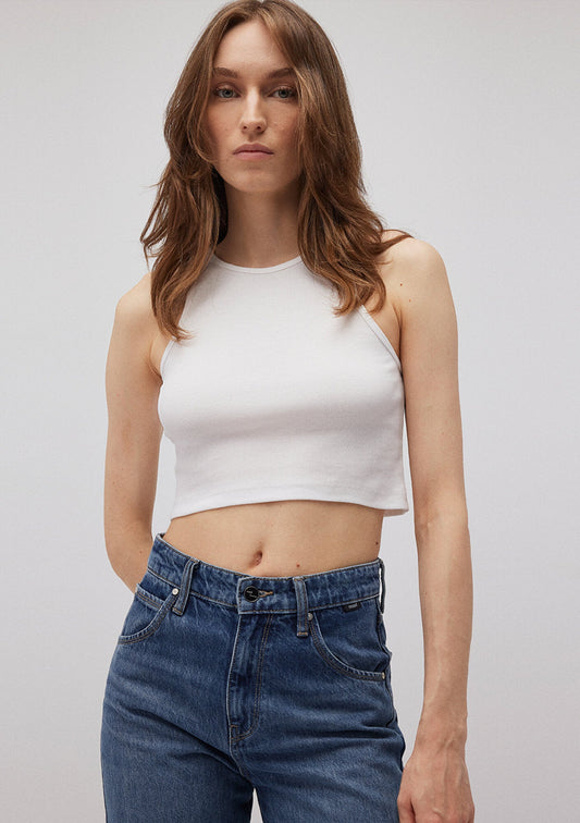 Halter Neck White Tank Top