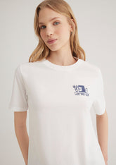 Cat Printed Ecru T-shirt