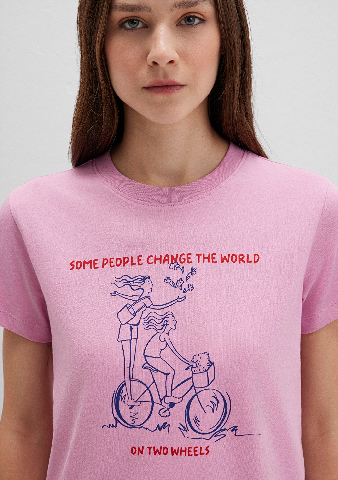 Bicycle Printed Pink T-Thirt
