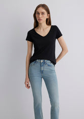V Neck Black Basic T-Shirt