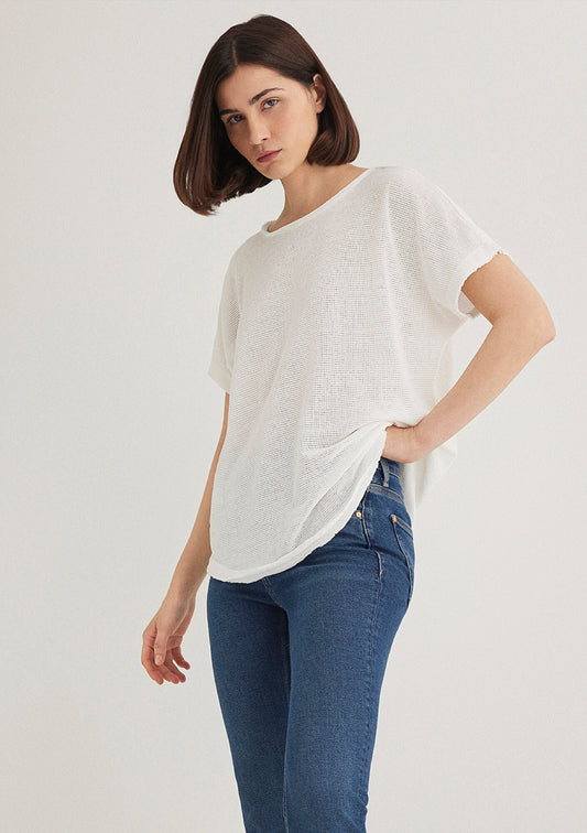 Textured White T-Shirt
