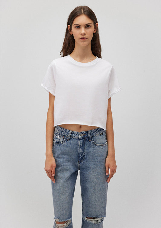 Crop White Basic T-Shirt