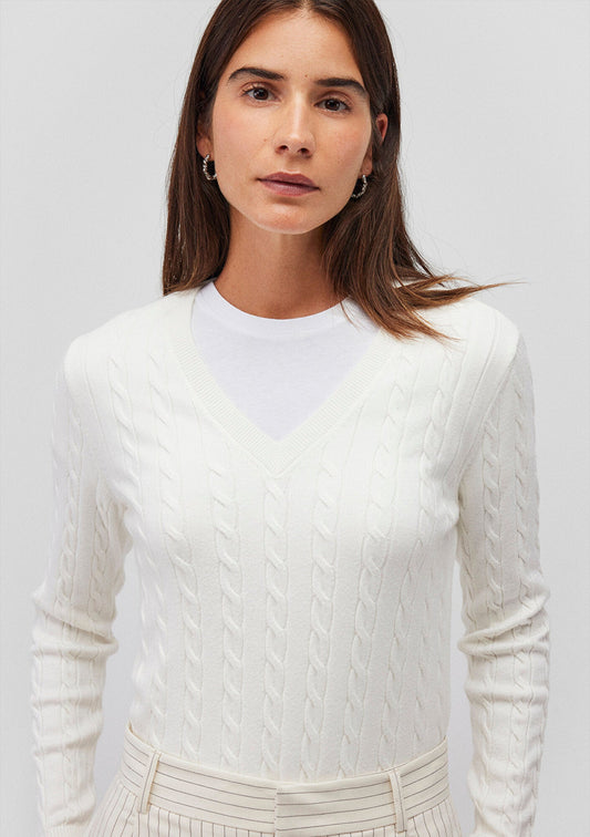 V Neck Off White Sweater
