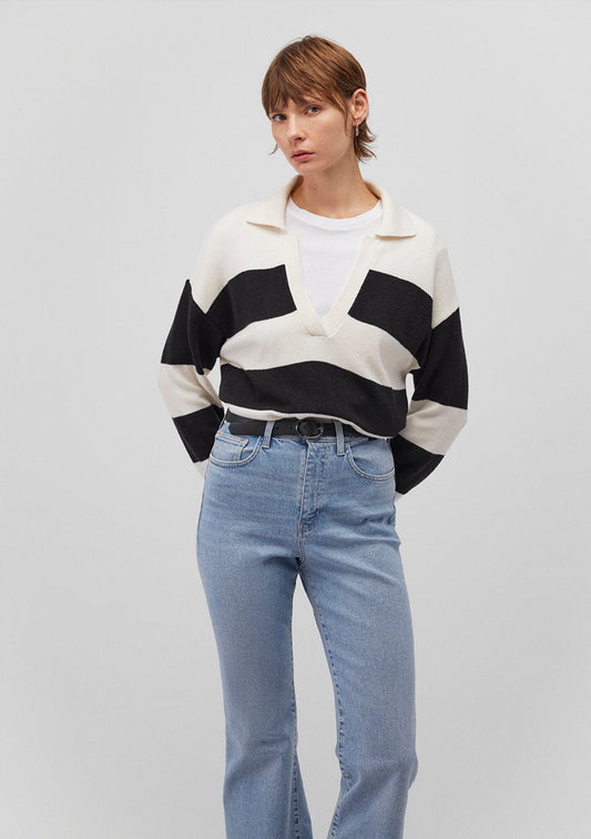 Black Striped Knit Polo