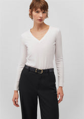 V Neck White Sweater