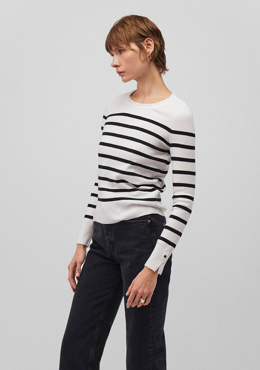Black Striped Crewneck Sweater