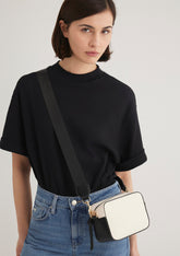 Black Strap Ecru Messenger Bag