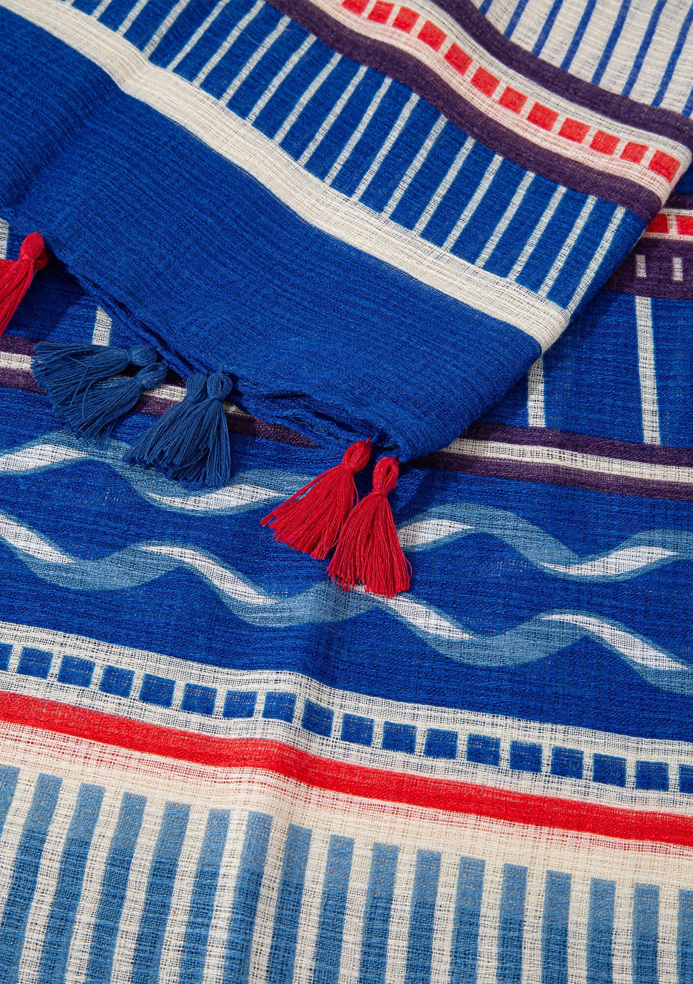 Printed Navy Blue Shawl