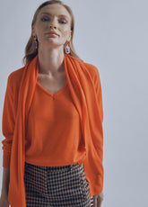 32461015-Knit sweater with scarf detail-Orange