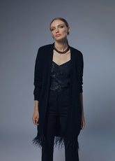 32461026-Cardigan with feather detail-Black
