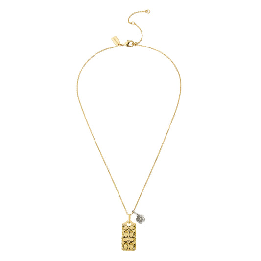 37341900GLD-Signature Quilted Pendant Necklace-Golden Shadow/Gold