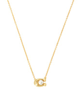 37341916GLD-Pearl Signature Pendant Necklace-White/Gold