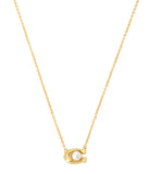 37341916GLD-Pearl Signature Pendant Necklace-White/Gold