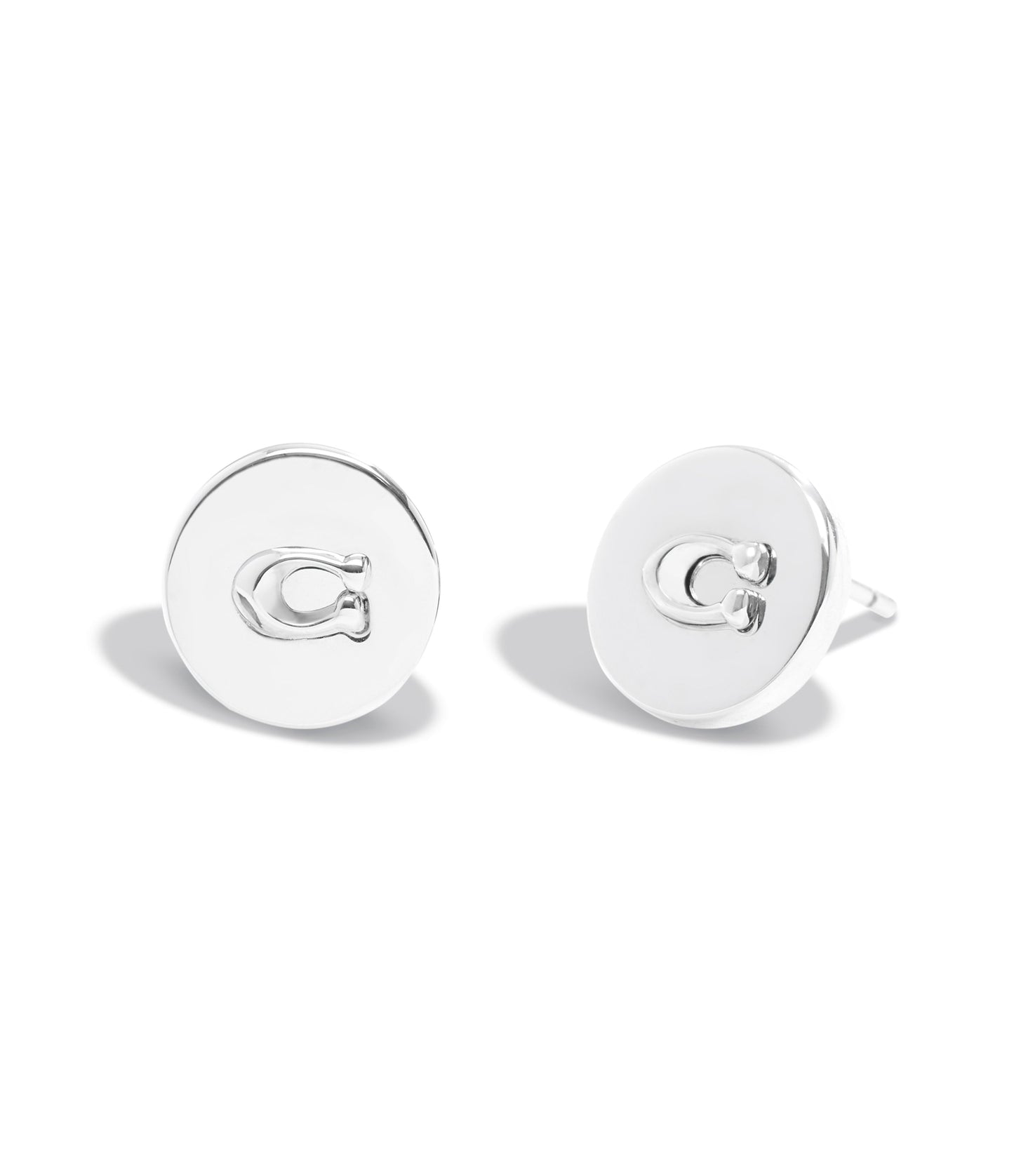 37352957RHO-Signature Coin Stud Earrings-Rhodium