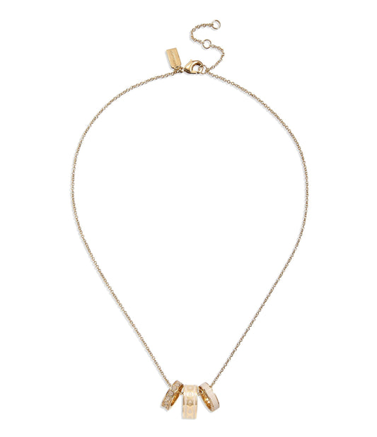 Signature Rondelle Pendant Necklace-408103GLD-White/Gold