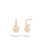 37415420GLD-Resin Heart Pave Huggie Earring-Blush/Gold