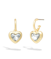 37422731GLD-Heart Charm Huggies-Crystal