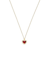 37422735GLD-Heart Pendant Necklace-Red Crystal/Gold