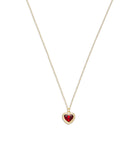 37422735GLD-Heart Pendant Necklace-Red Crystal/Gold