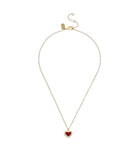 37422735GLD-Heart Pendant Necklace-Red Crystal/Gold