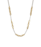 37426119TWO-Mixed Chain Necklace-SILVER/GOLD