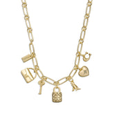 Iconic Charm Bib Necklace-448324GLD-Shiny Gold