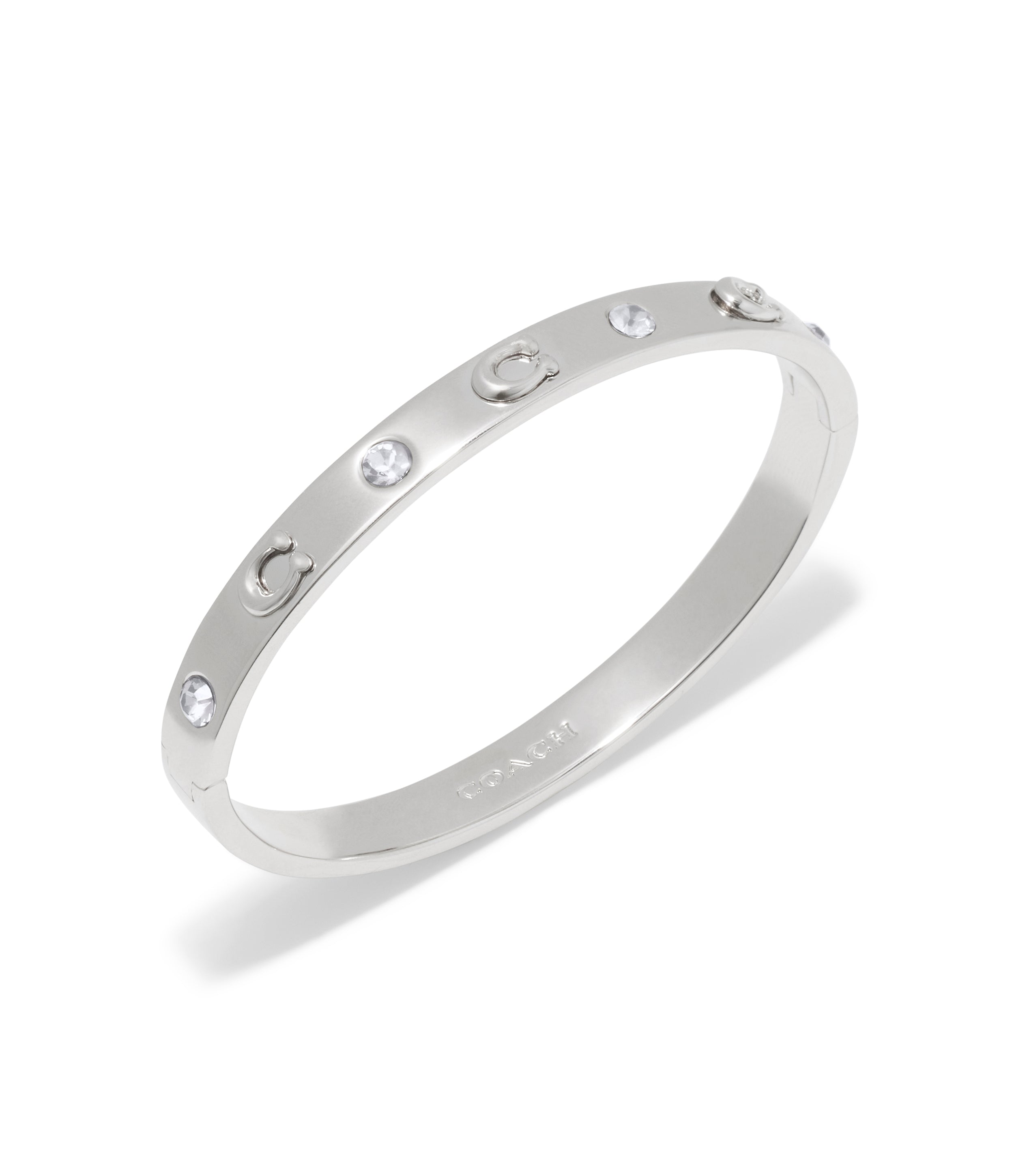 37455892RHO-Signature Stone Bangle Boxed Bracelet-Rhodium