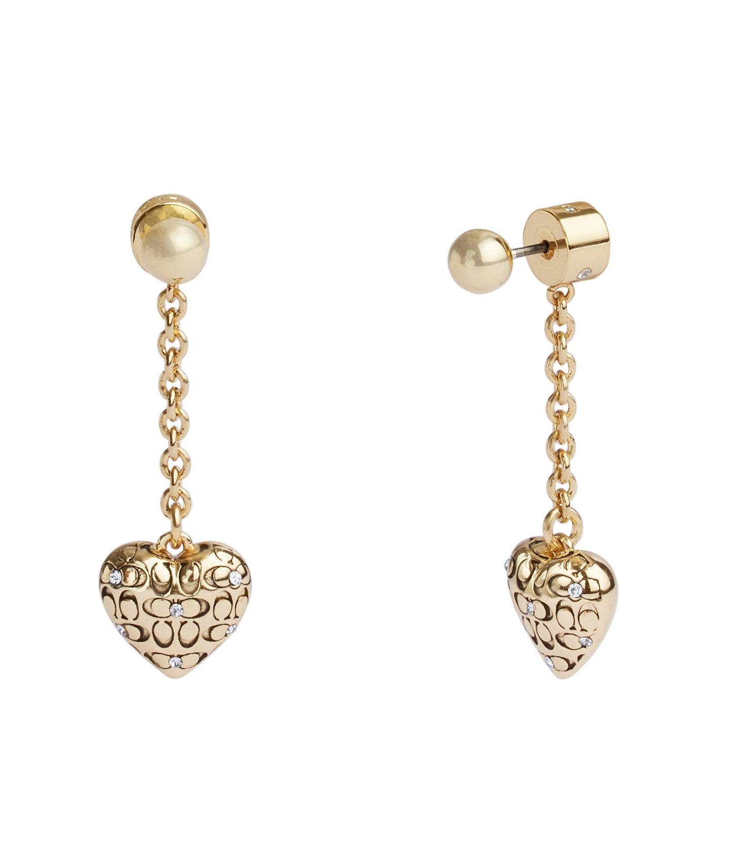 Signature Quilted Heart Earrings-37460417Gld-Crystal