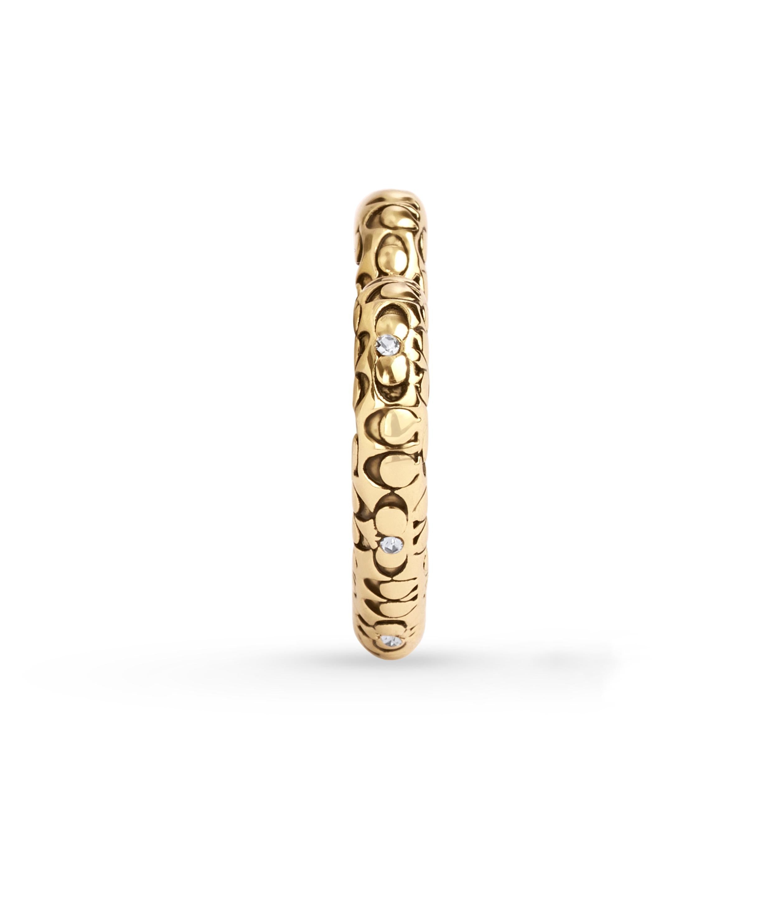 37460421GLD-Quilt Heart Hoop Earrings-Crystal