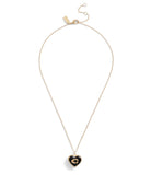 Signature Heart Locket Boxed Necklace-37463846Gld-Black