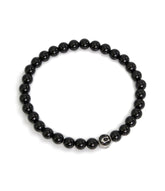 37470372SLV-Mens Bead C Stretch Bracelet-Black