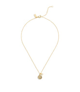 37489422GLD-Signature Quilted Coin Pendant Necklace-Gold