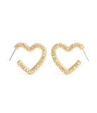 37491609GLD-Pavé Heart Hoop Earrings-Gold