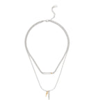37491626TWO-Signature Pavé Spike Layered Necklace-Rhodium